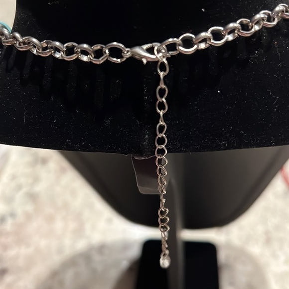 Faux Turquoise bib necklace with oversized beads, fashion necklace 8”+3”extender - Picture 5 of 10